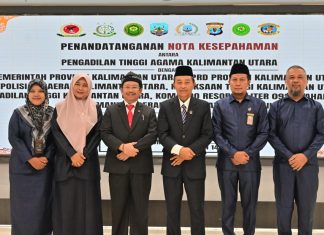 PA Nunukan Hadiri Undangan Penandatanganan Nota Kesepahaman antara PTA Kaltara dengan berbagai Lembaga di Provinsi Kaltara Tentang Perlindungan Hak-Hak Perempuan dan Anak Pascaperceraian